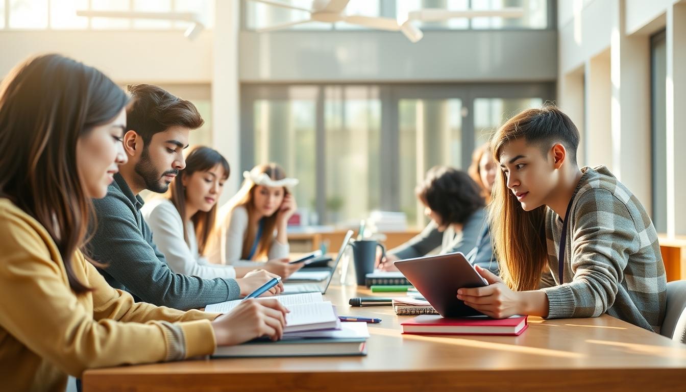 Student preparing for exams with study materials